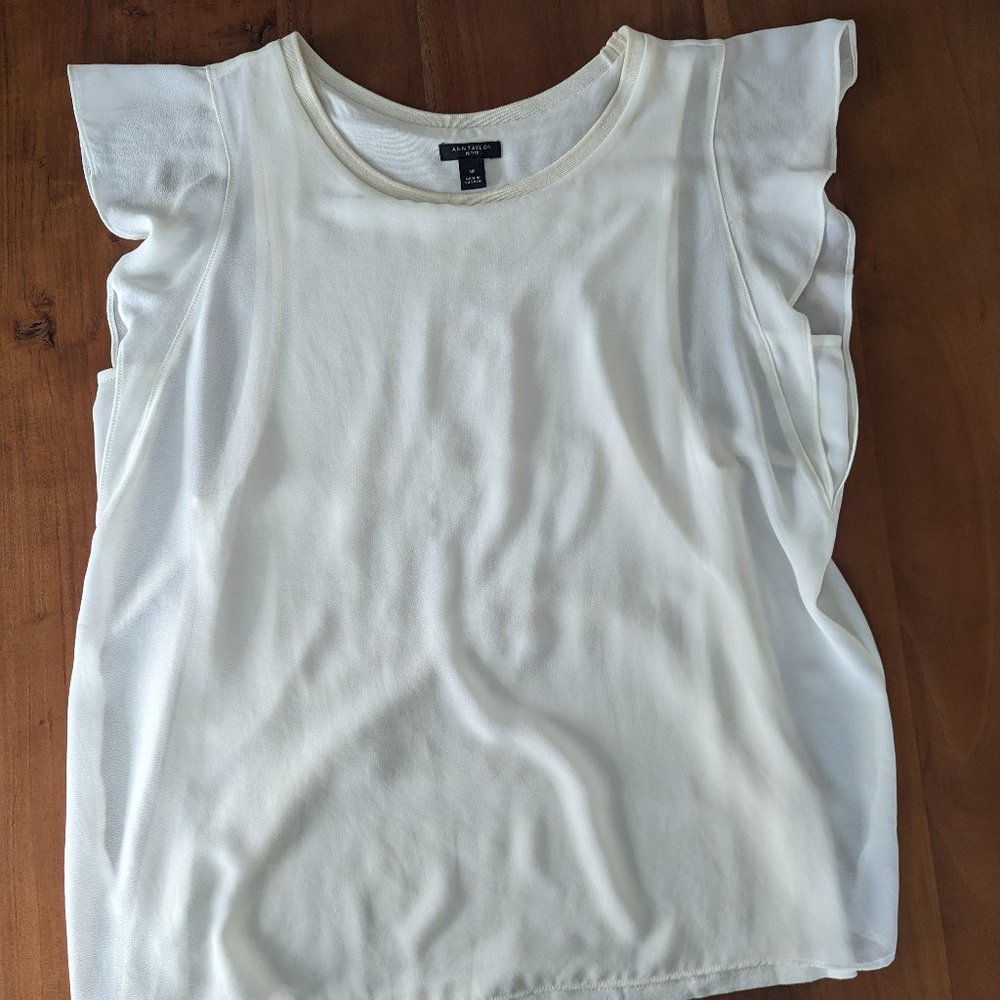 Ann Taylor White Blouse, Medium Petite